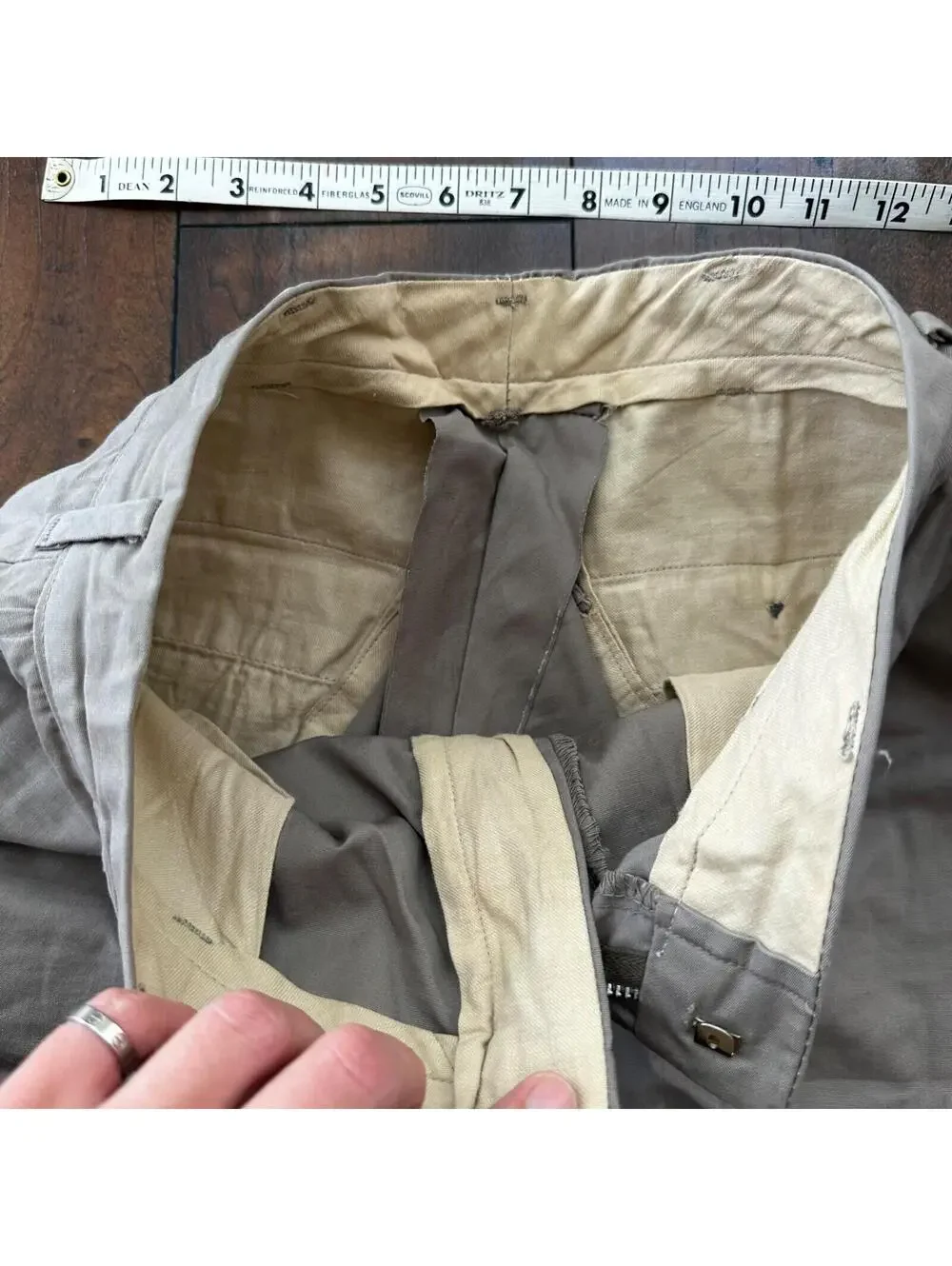 VTG 60s Brown Dress Pants Trousers Talon Fly Size 26x29 1960s Slacks Light